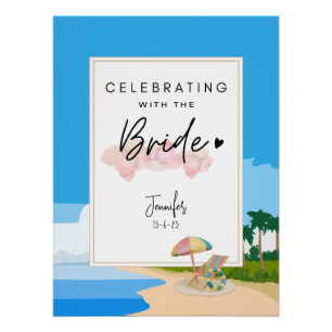 Poster Beach Bachelorette   La fête des poules customisée