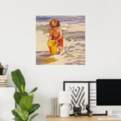 Poster Beach Boy Enfant dans les vagues de l'océan (Bureau à domicile)