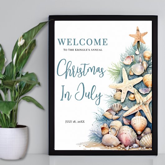 Poster Beach Christmas Is July Welcome Sign