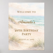 Poster Beach coastal Birthday Party Welcome (Devant)