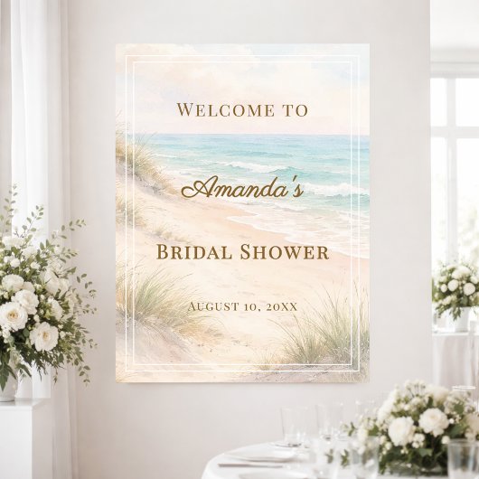 Poster Beach coastal Bridal Shower welcome