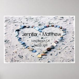 Poster Beach Heart Mariage Keepsaké ou livre d'hôtes