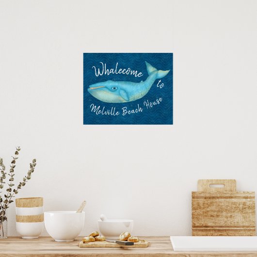 Poster Beach House Baleine Bleue Baleine nautique | Perso (Cuisine)