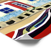 Poster Beach House et bateau sur Sandy Beach (Coin)