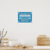 Poster Beach House Nautical Coastal Blue | Nom personnali (Cuisine)