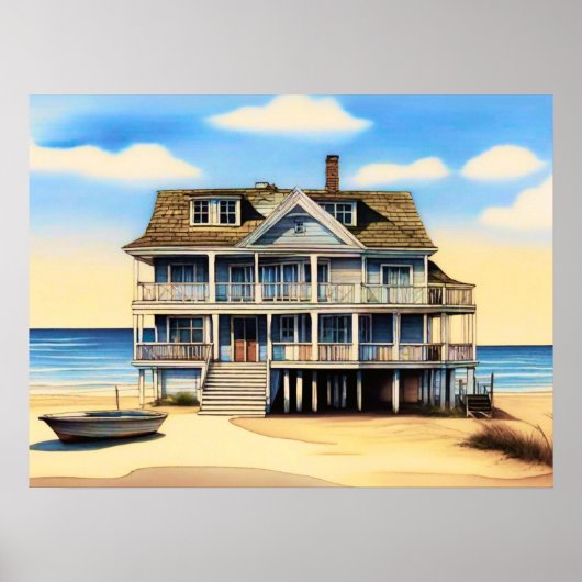 Poster Beach House sur le sable (Devant)