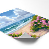 Poster Beach in Bloom | Pink Hydrangea Oceanside Coastal (Coin)