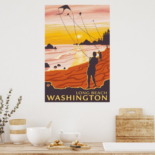 Poster Beach & Kites - Long Beach, Washington (Cuisine)