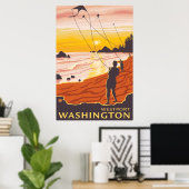 Poster Beach & Kites - Westport, Washington (Bureau à domicile)