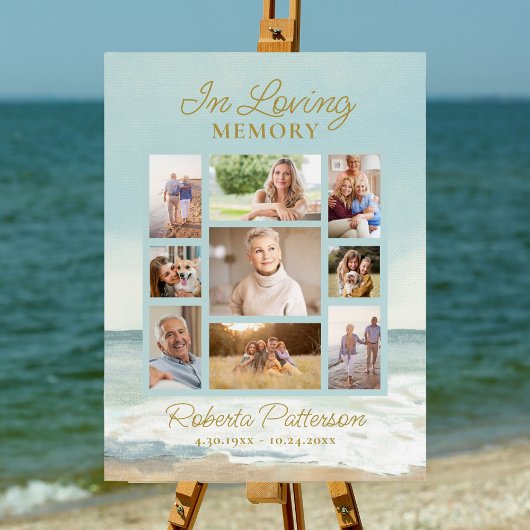 Poster Beach Ocean Photo Collage Funeral Memorial Welcome