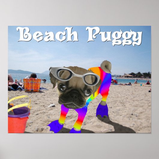 Poster Beach Puggy (Devant)