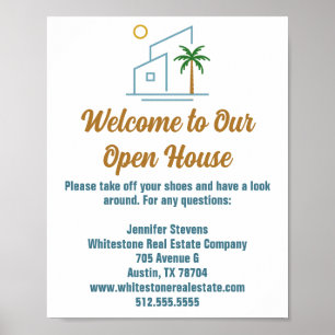 Poster Beach Real Estate Company Custom Open House