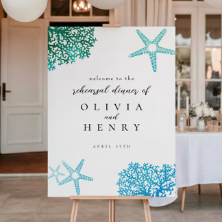 Poster Beach Rehearsal Dinner Starfish Welcome Sign