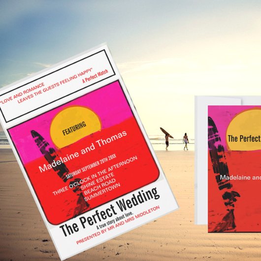 Poster Beach Retro van bruiloft Kaart