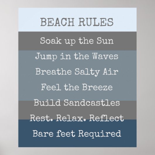 Poster Beach Rules Modern Colorbloc (Devant)