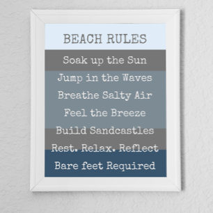 Poster Beach Rules Modern Colorbloc