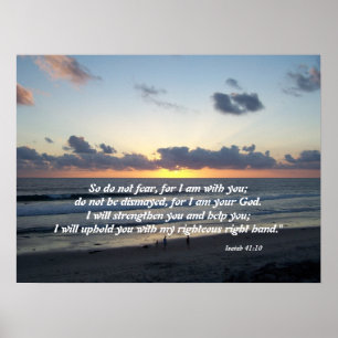 Poster Beach Sunset Isaiah 41:10 Imprimer