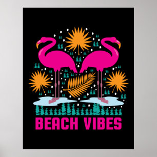 Poster Beach Vibes Flamants roses roses-19501