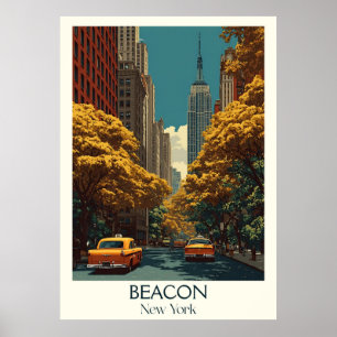 Poster Beacon New York Vintage Main Street Travel Art
