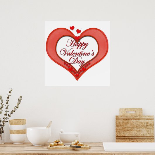 Poster Beaded Red Heart Valentine (Cuisine)