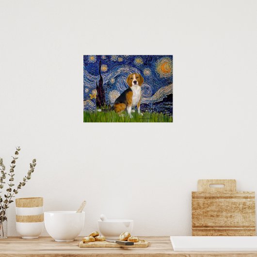 Poster Beagle 7 - Nuit étoilée (Cuisine)