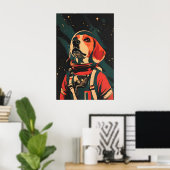 Poster Beagle Astronaut Poster, Beagle Retro Print (Bureau à domicile)