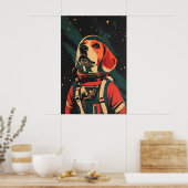 Poster Beagle Astronaut Poster, Beagle Retro Print (Cuisine)