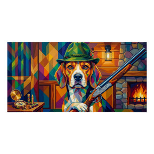 Poster Beagle Chasseur Pop Art – Chien de Chasse Moderne