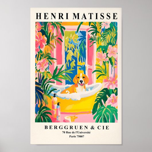 Poster Beagle Dans Baignoire Impression, Amusante Salle D (Devant)