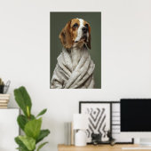 Poster Beagle en robe de chambre imprimé, drôle d'art de (Bureau à domicile)