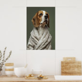 Poster Beagle en robe de chambre imprimé, drôle d'art de (Cuisine)