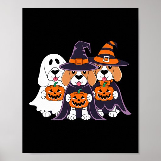 Poster Beagle Ghost Citrouille Halloween Conception Pour (Devant)