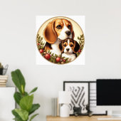 Poster Beagle Maman et Pup 01X (Bureau à domicile)