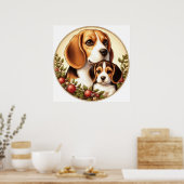 Poster Beagle Maman et Pup 01X (Cuisine)