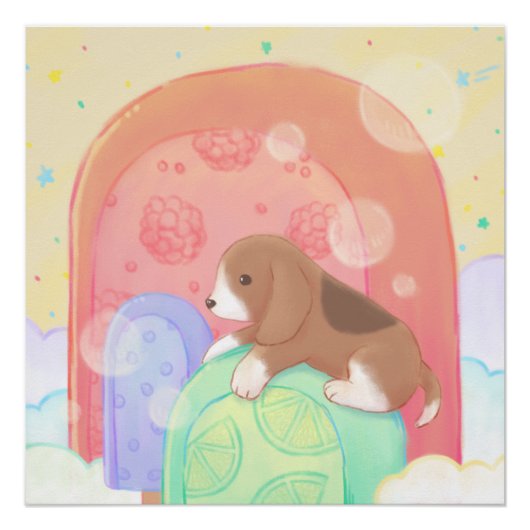 Poster Beagle & Popsicles (Devant)