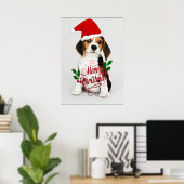 Poster Beagle Puppy Père Noël (Bureau à domicile)