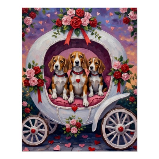 Poster Beagles Fête de la Saint-Valentin (Devant)