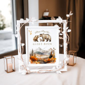 Poster Bear Adventure Fall Mountain Baby shower Invité