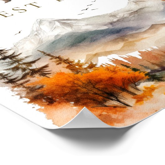 Poster Bear Adventure Fall Mountain Baby shower Invité (Coin)