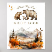 Poster Bear Adventure Fall Mountain Baby shower Invité (Devant)