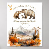 Poster Bear Adventure Fall Mountain Diaper Baby shower (Devant)