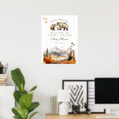 Poster Bear Adventure Fall Mountain Neutral Baby shower (Bureau à domicile)