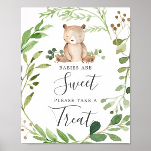Poster Bear Baby shower Baby are Sweet Sign