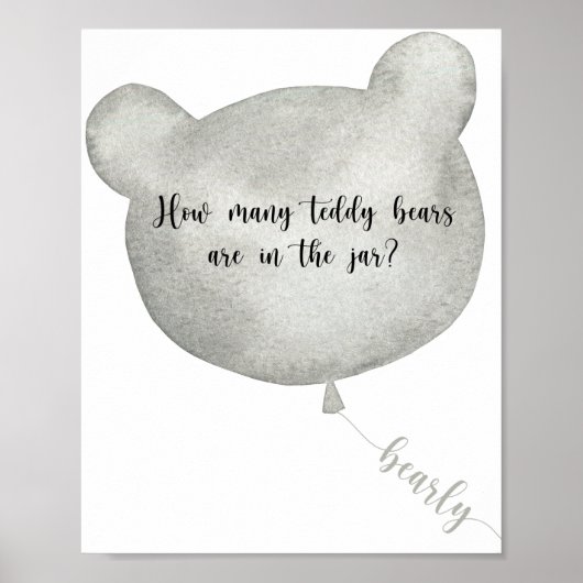 Poster Bear Balloon devine combien d'affiches nounours (Devant)