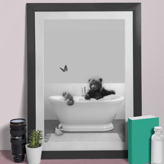 Poster Bear Cub dans Baignoire Bain à bulle Nursery