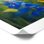 Poster Bear Cub Snow Mountain Meadow Fleurs sauvages pein (Coin)