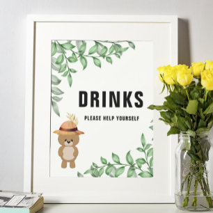 Poster Bear Cute Dans Le Baby shower Bois Boissons
