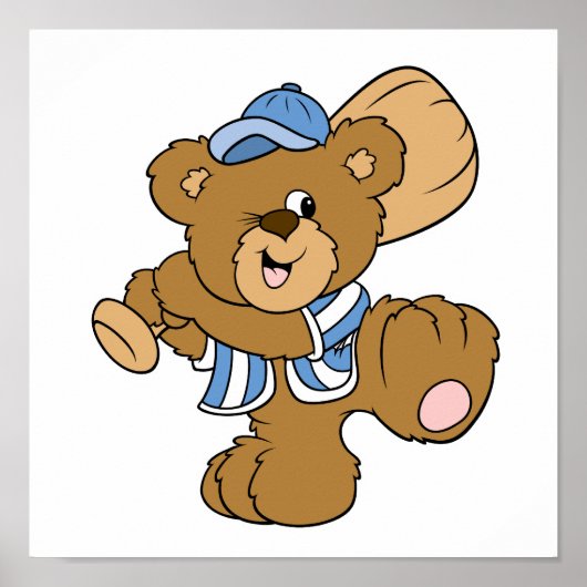 Poster Bear de baseball mignonne (Devant)
