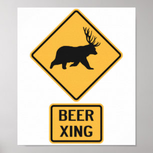 Poster Bear Deer Beer Crossing