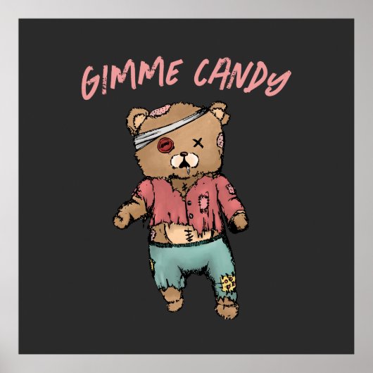 Poster Bear en Teddy rose mignonne Zombie Gimme Candy Hal (Devant)
